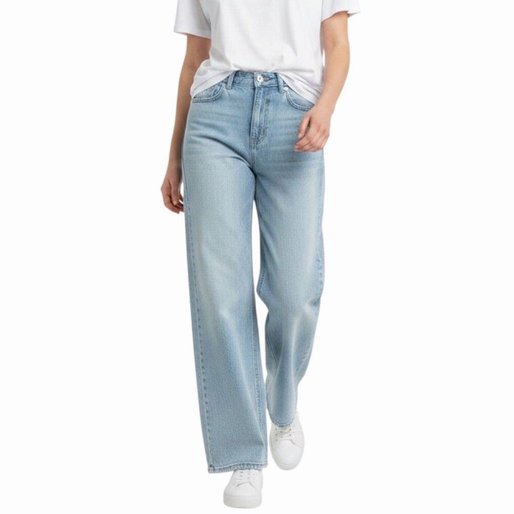 H&M Women's High Rise Straight Leg Jeans Size 4 Light Blue Stretch Denim 31" Fit